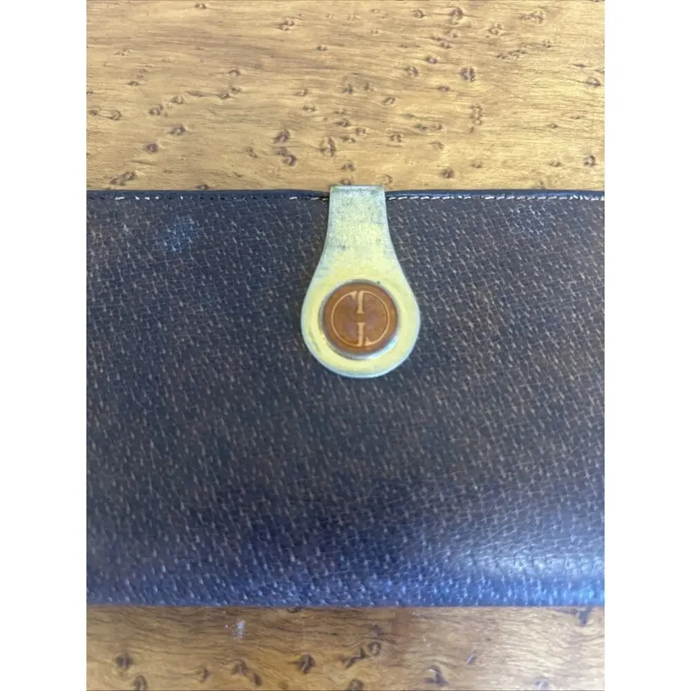 Vintage 1970’s Gucci Interlocking G Clasp Long Wallet Brown Green 6 3/4” - Picture 2 of 10